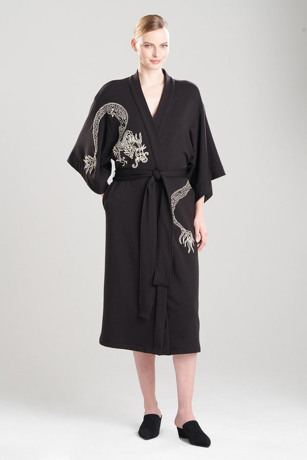 Natori Cocoon Embroidered Robe Black