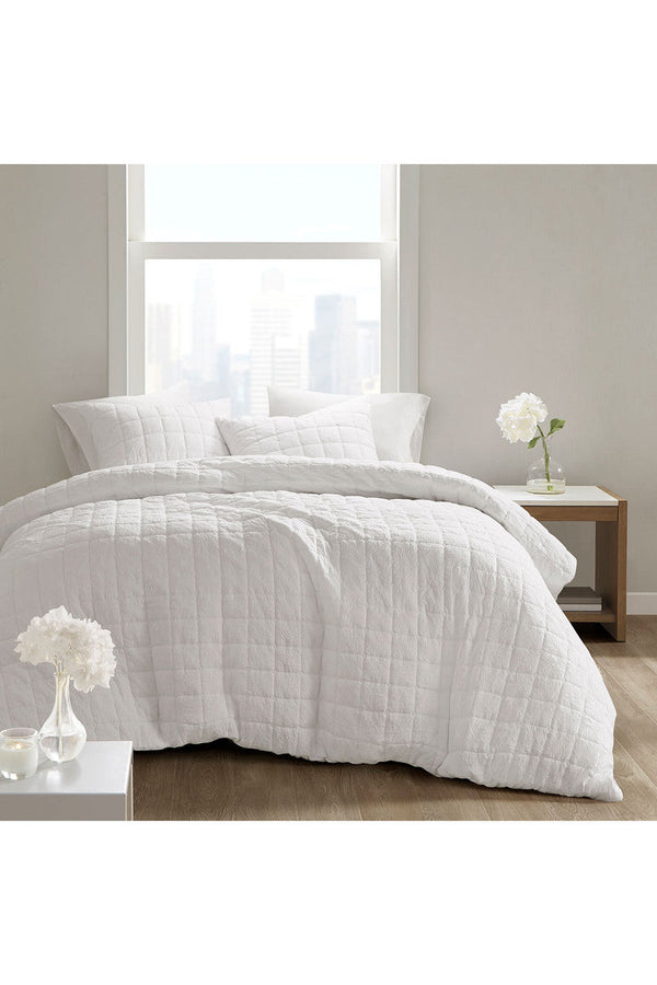 natori Cocoon Quilt Top White Duvet Mini Set White