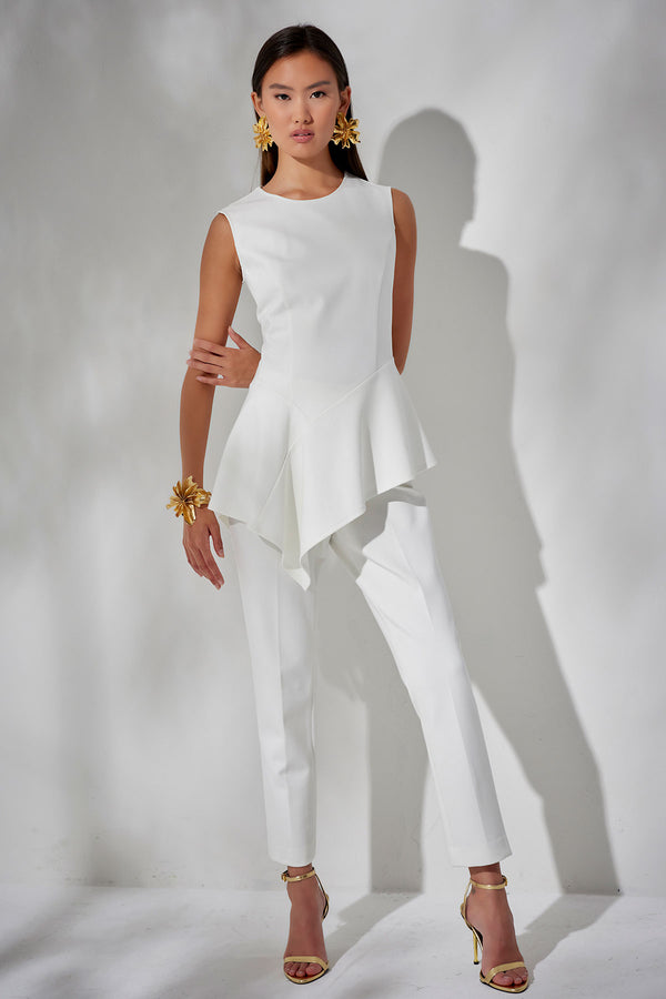 Natori Compact Knit Asymmetrical Top White