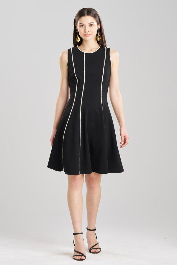 Natori Compact Knit Embroidered Dress Black