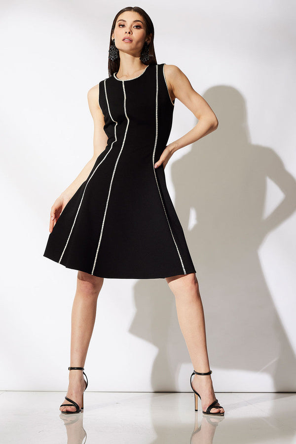 Natori Compact Knit Embroidered Dress Black