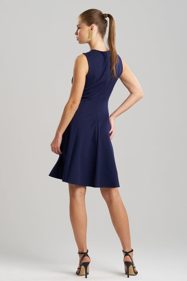 Natori Compact Knit Fit & Flare Dress Midnight Navy