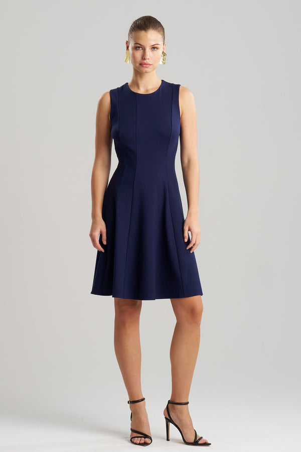 natori Compact Knit Fit & Flare Dress Midnight Navy