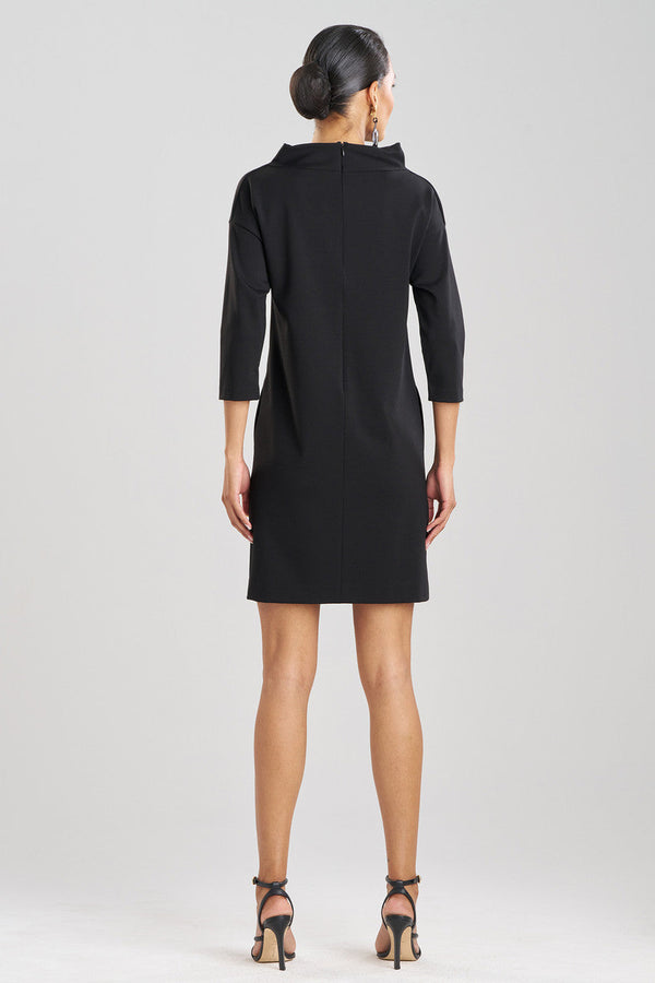 Natori Compact Knit Funnel Shift Dress Black