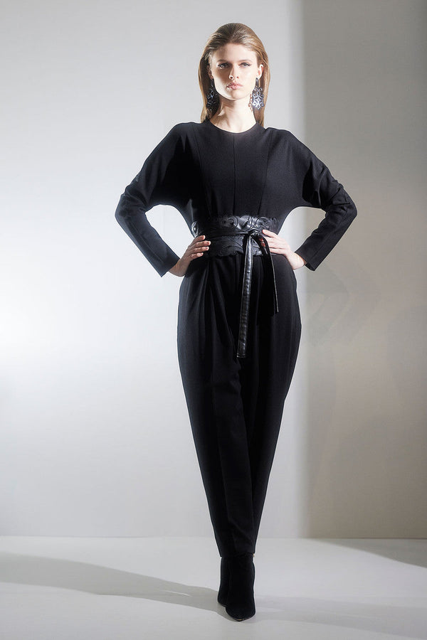 natori Compact Knit Jumpsuit Black