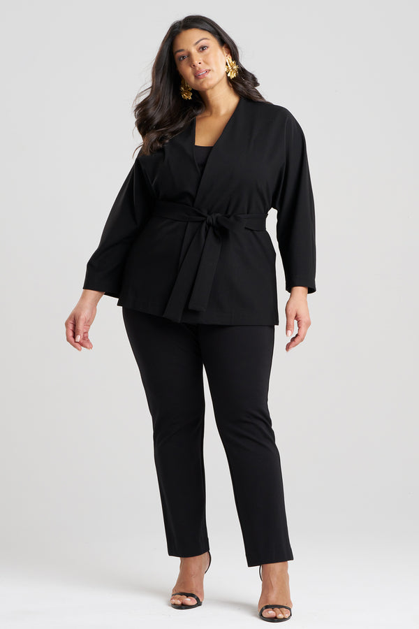 Natori Compact Knit Kimono Jacket Black