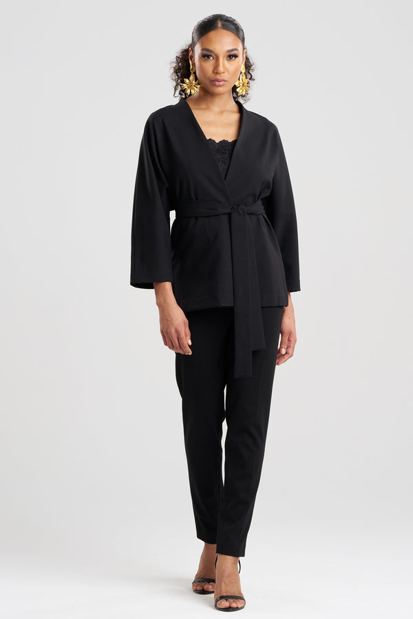 natori Compact Knit Kimono Jacket Black