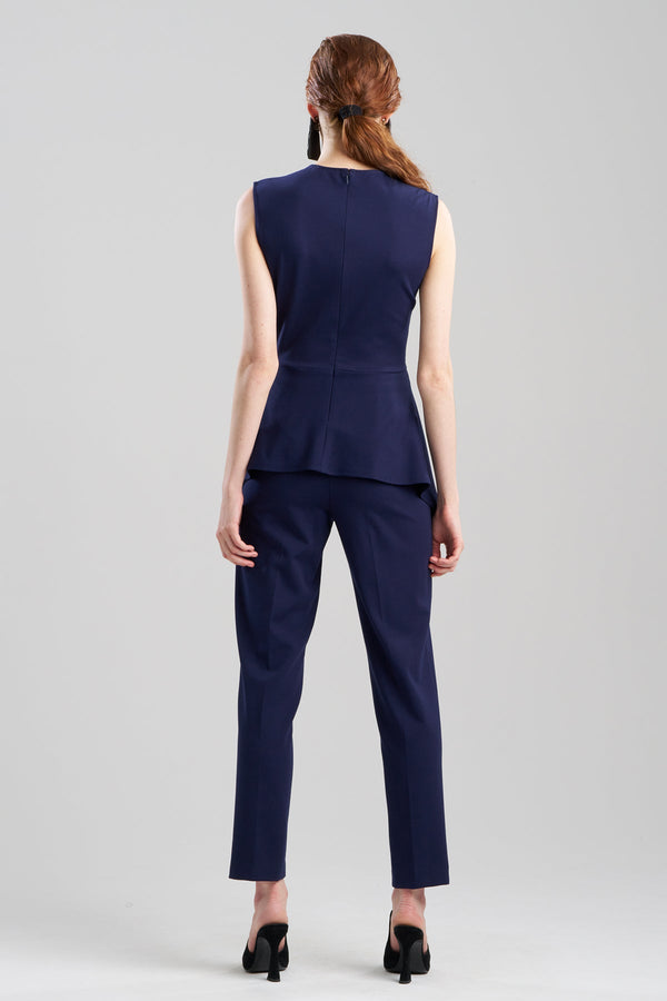 Natori Compact Knit Peplum Top Midnight Navy
