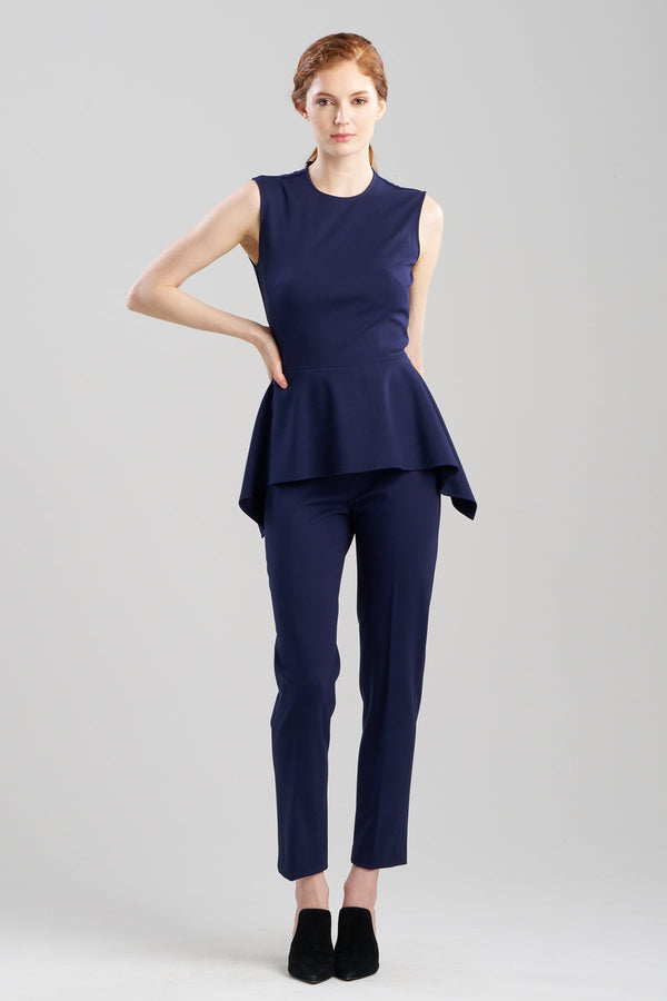 natori Compact Knit Peplum Top Midnight Navy
