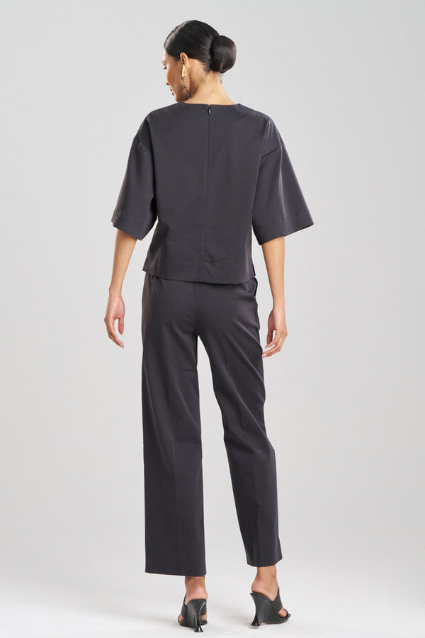 Natori Cotton Chino Embroidered Top Black