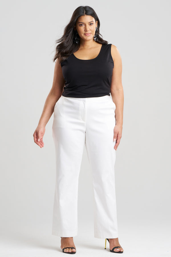 natori Cotton Chino Front Zip Pants White
