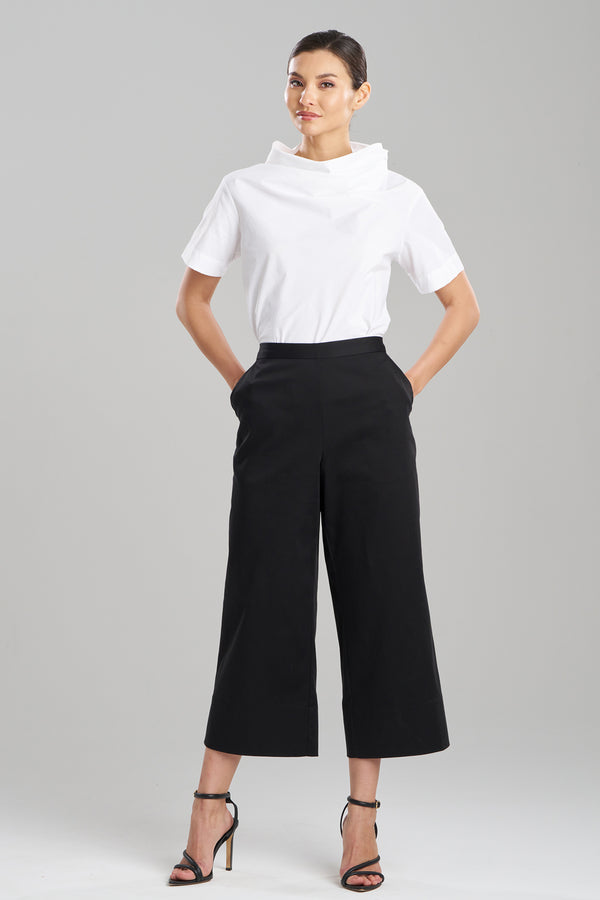 natori Cotton Chino Pull On Cropped Pants Black