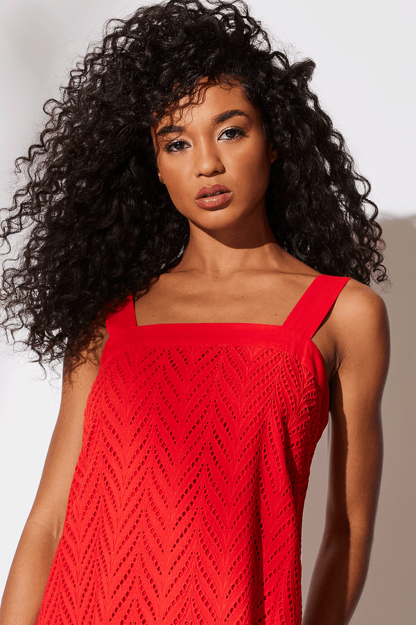 Natori Cotton Eyelet Sundress Blood Orange