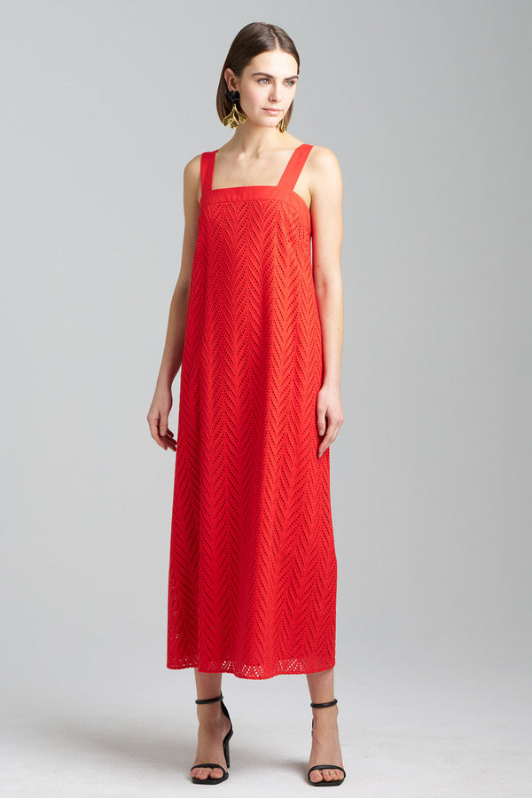 natori Cotton Eyelet Sundress Blood Orange