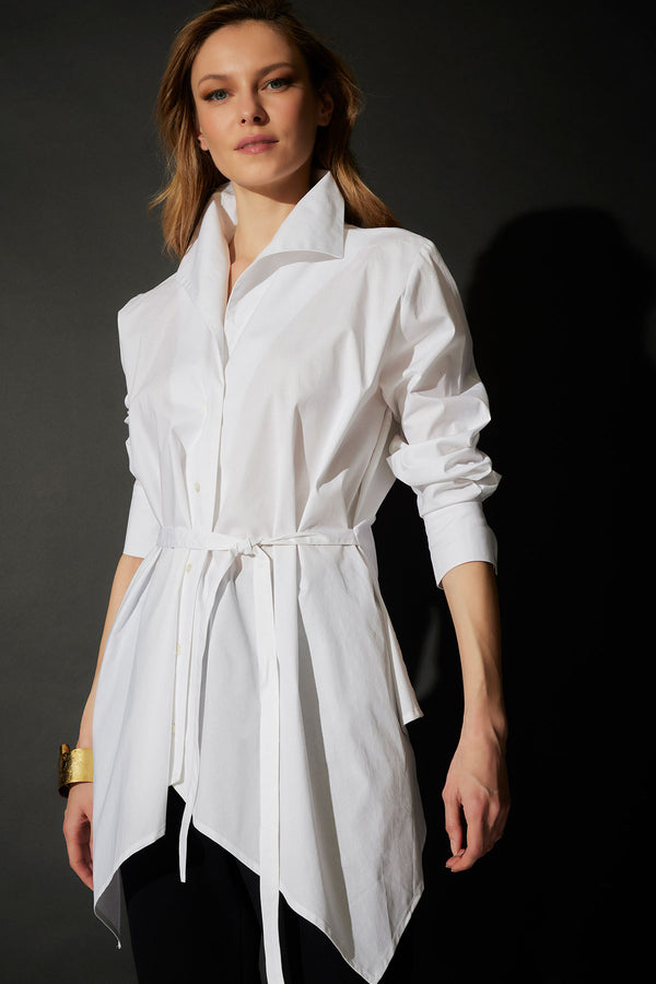 Natori Cotton Poplin Handkerchief Hem Shirt White