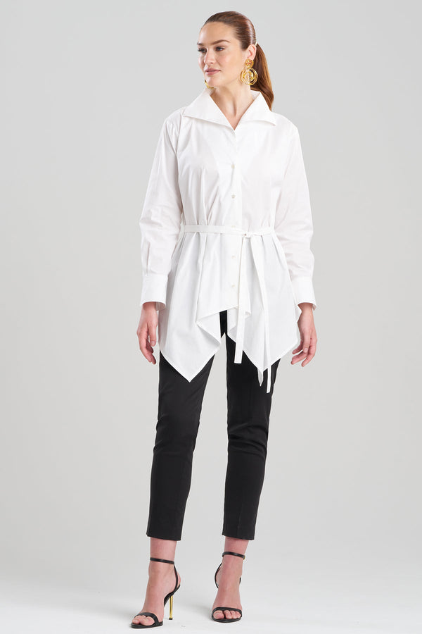 Natori Cotton Poplin Handkerchief Hem Shirt White