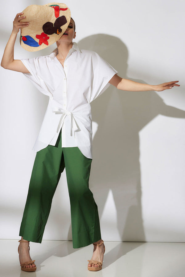 natori Cotton Poplin Kimono Wrap Shirt White