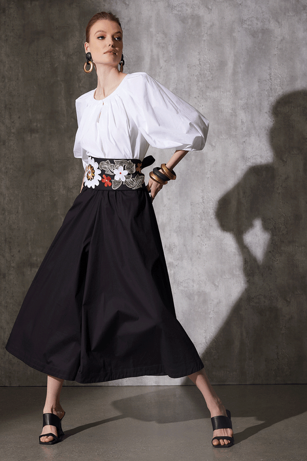 Natori Cotton Poplin Pleated Pullover Top White