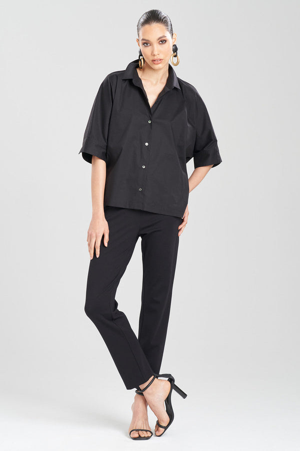 natori Cotton Poplin Top Black