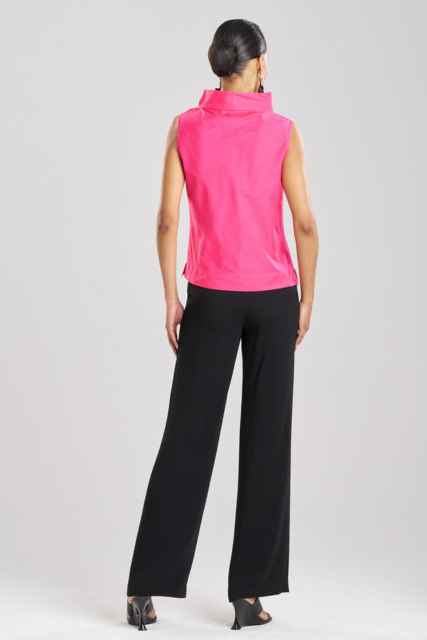 Natori Cotton Silk Slub Crop Funnel Top Azalea