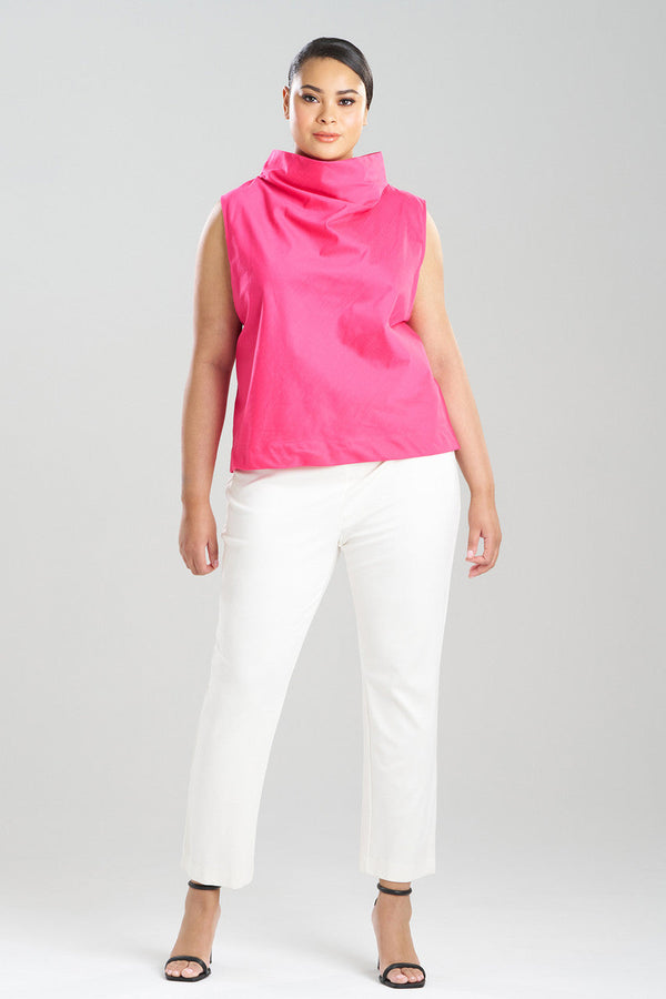 Natori Cotton Silk Slub Crop Funnel Top Azalea