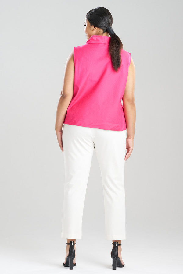 Natori Cotton Silk Slub Crop Funnel Top Azalea