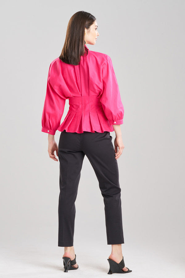 Natori Cotton Silk Slub Pleated Shirt Azalea
