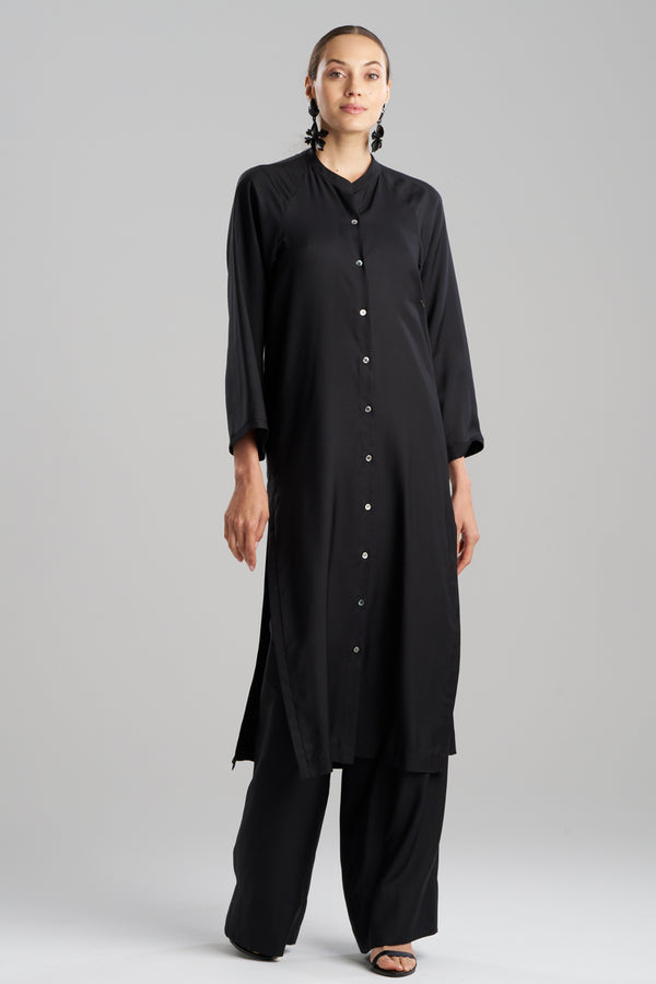 natori Cotton Silk Twill Tunic Black