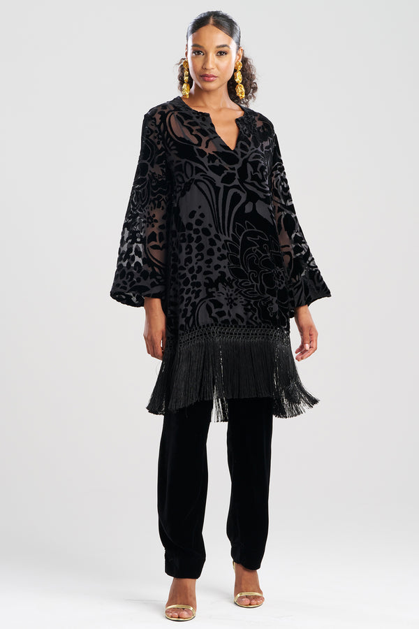 Natori Couture Burnout Velvet Tunic Black