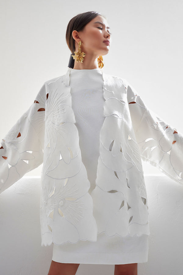 natori Couture Canvas Embellished Jacket White
