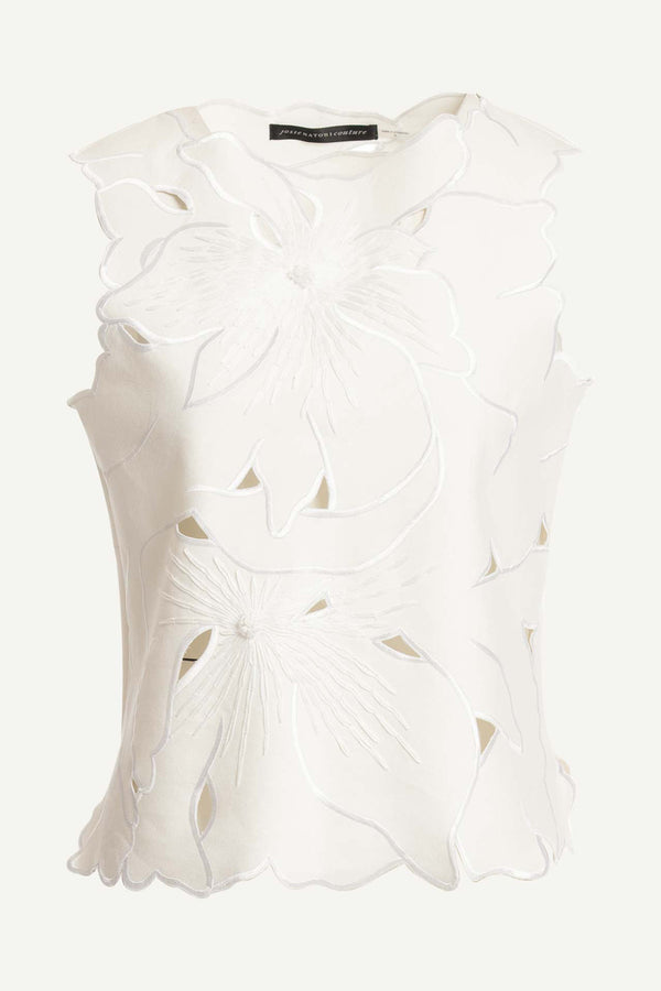 Natori Couture Canvas Embellished Top White