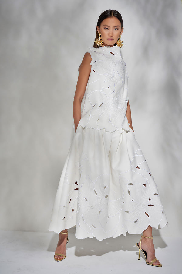 natori Couture Canvas Embellished Top White