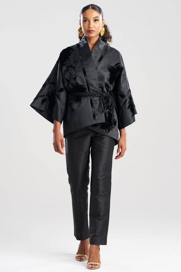 Natori Couture Duchess Satin Coat Black