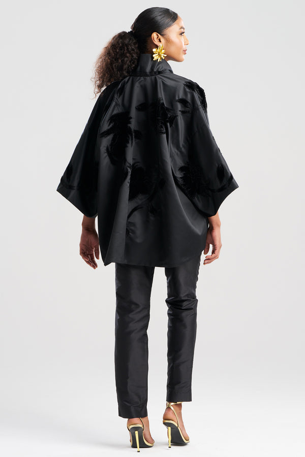 Natori Couture Duchess Satin Coat Black