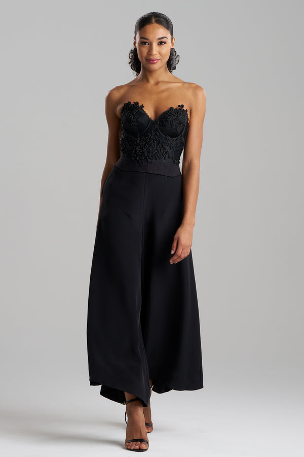 natori Couture Habotai Embellished Bustier Black