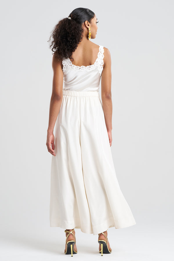 Natori Couture Habotai Palazzo Silk Pants White