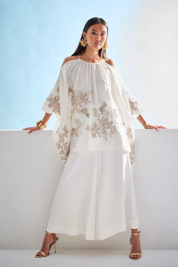 Natori Couture Habotai Palazzo Silk Pants White