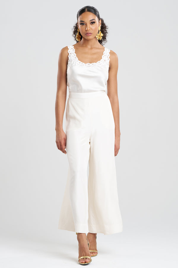 natori Couture Habotai Palazzo Silk Pants White
