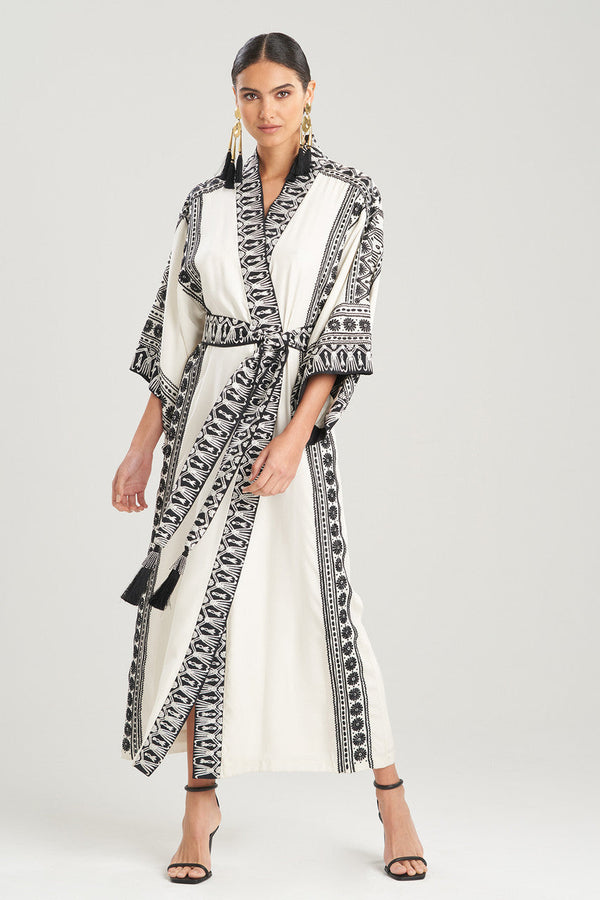 natori Couture Le Souk Embroidery Robe Warm White