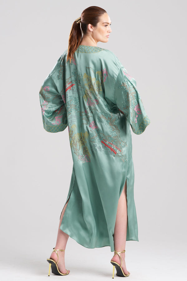 Natori Couture Nara Embellished Silk Caftan Aloe