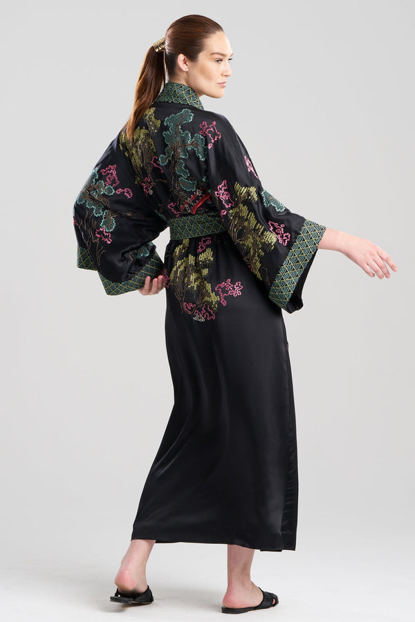 Natori Couture Nara Silk Robe Black Multi