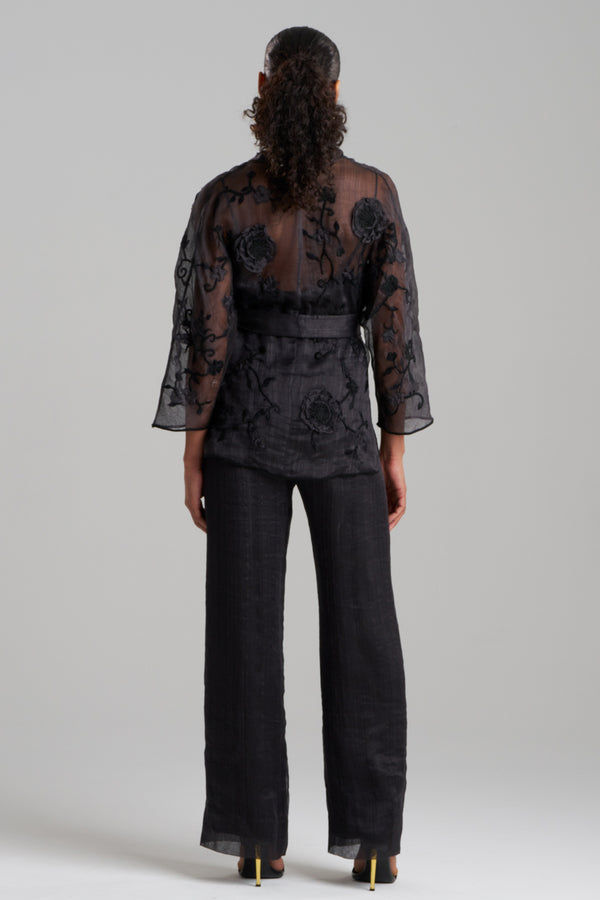 Natori Couture Piña Belted Jacket Black