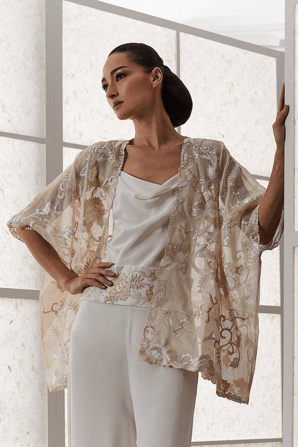 Natori Couture Piña Embroidered Jacket Natural