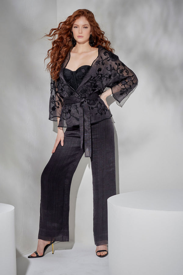 natori Couture Piña Straight Leg Pants Black