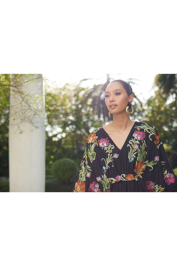 Natori Couture Shinjo Embroidered Caftan Black