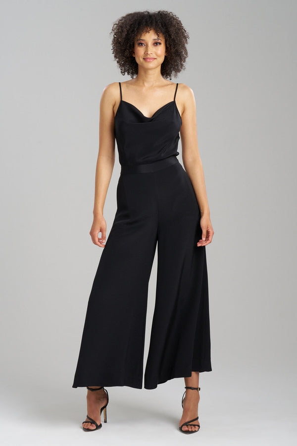 natori Couture Silk Crepe Palazzo Pants Black