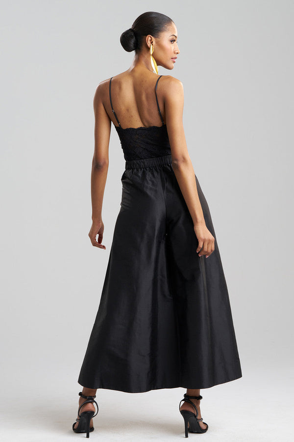 Natori Couture Silk Dupioni Palazzo Pants Black