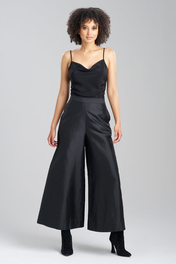 Natori Couture Silk Dupioni Palazzo Pants Black