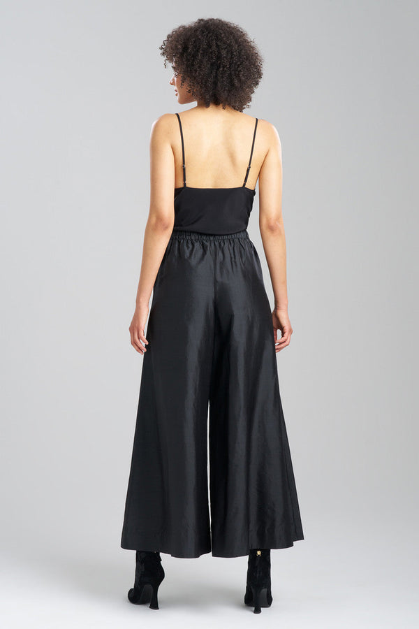 Natori Couture Silk Dupioni Palazzo Pants Black