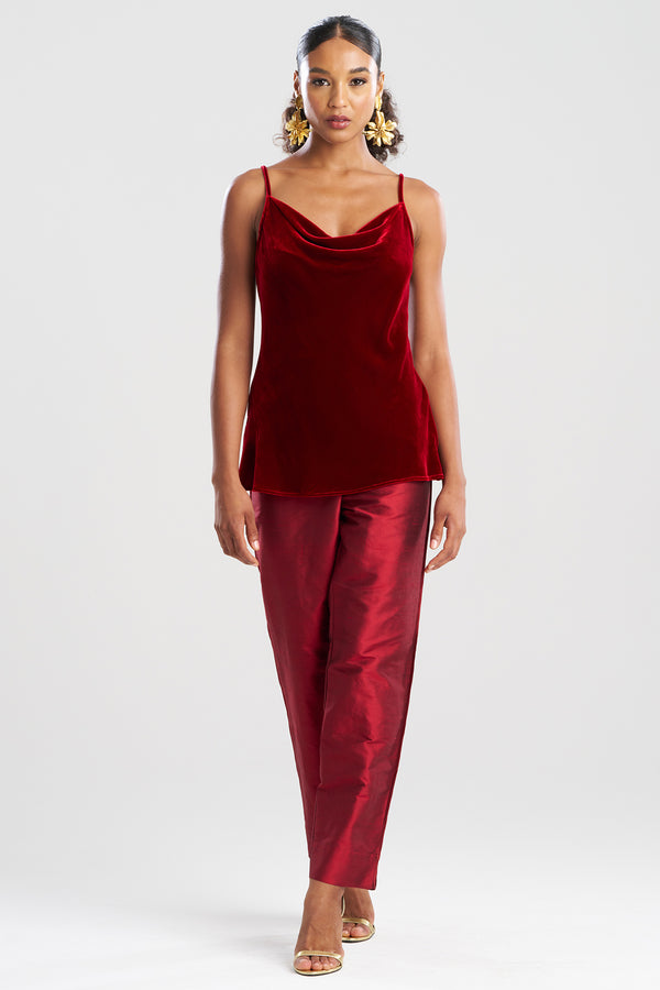 natori Couture Velvet Silk Cami Red Garnet